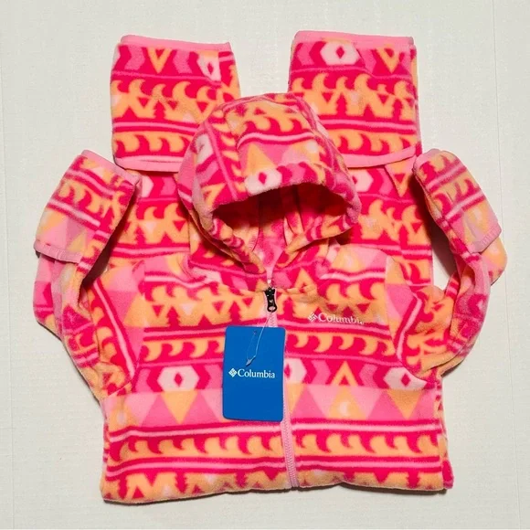 Columbia Pink Orange Fleece Onesie Toddler Size 18-24M - Picture 5 of 5
